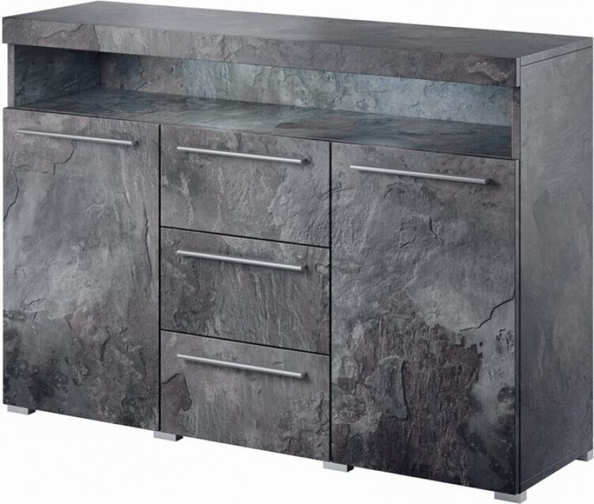 Skjenk India 2 dører med 3 skuffer - Skifer, 132 cm