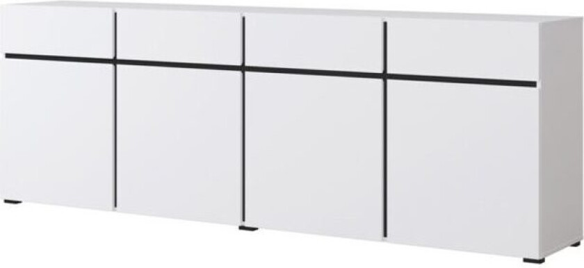 Skjenk Cross 4 dører med 4 skuffer - Hvit - Svart
