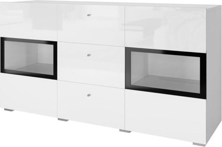 Skjenk Baros 2 Dører med 3 Skuffer - Hvit Laminat