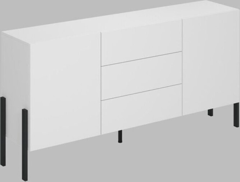 Kommode Jukon 2 dører med 3 skuffer - Hvit Supermatt, 184 cm