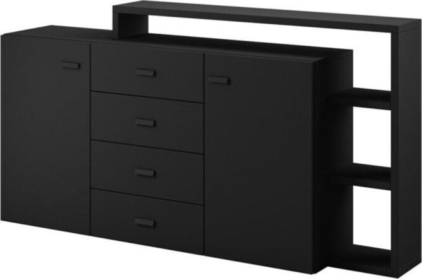 Skjenk Bota 2 Dører med 4 Skuffer - Black Supermatt