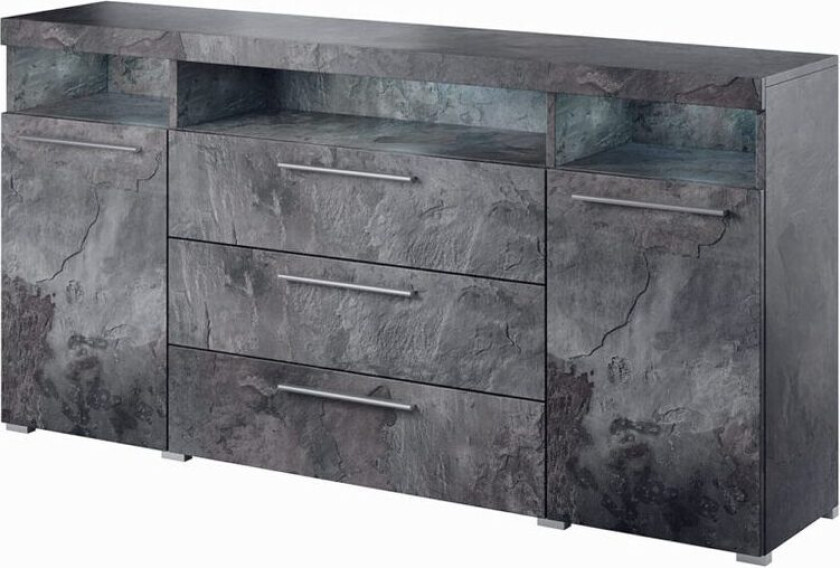 Skjenk India 2 dører med 3 skuffer - Skifer, 182 cm