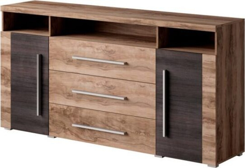 Skjenk Roger 2 Dører med 3 Skuffer - Satin valnøtt, 182 cm