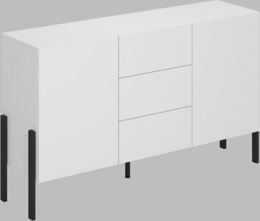 Kommode Jukon 2 dører med 3 skuffer - Hvit Supermatt, 154 cm