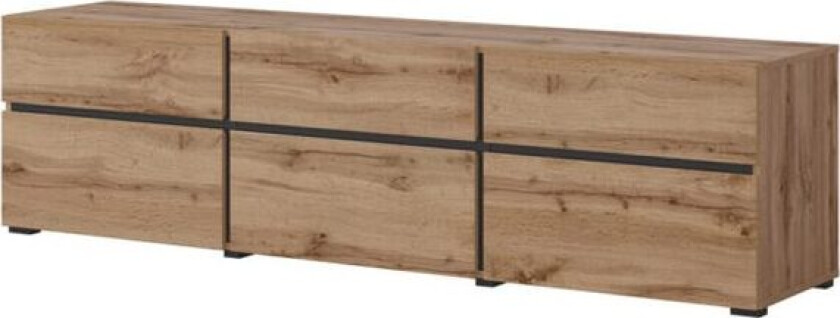 TV-enhet Kors 3 klaffer med 3 skuffer - Wotan eik - Svart