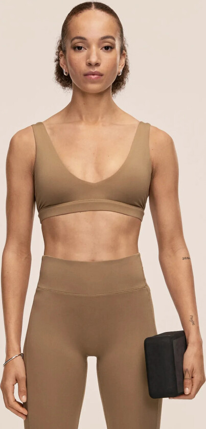 Soft Touch Padded Sports Bra - Beige - L
