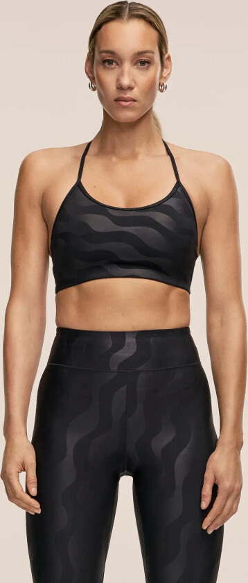 Sleek Strappy Sports Bra Printed - Black - L