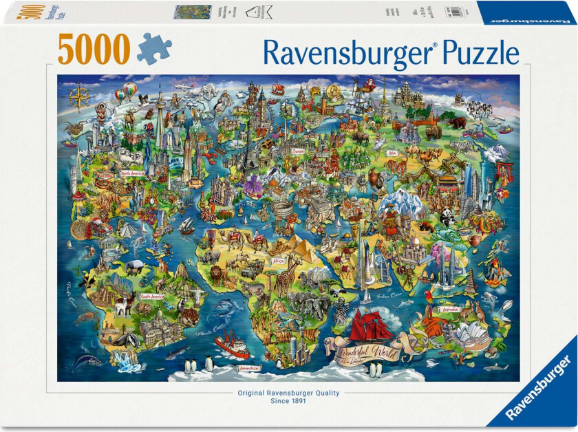 Puslespill 5000 Verdenskart Ravensburger