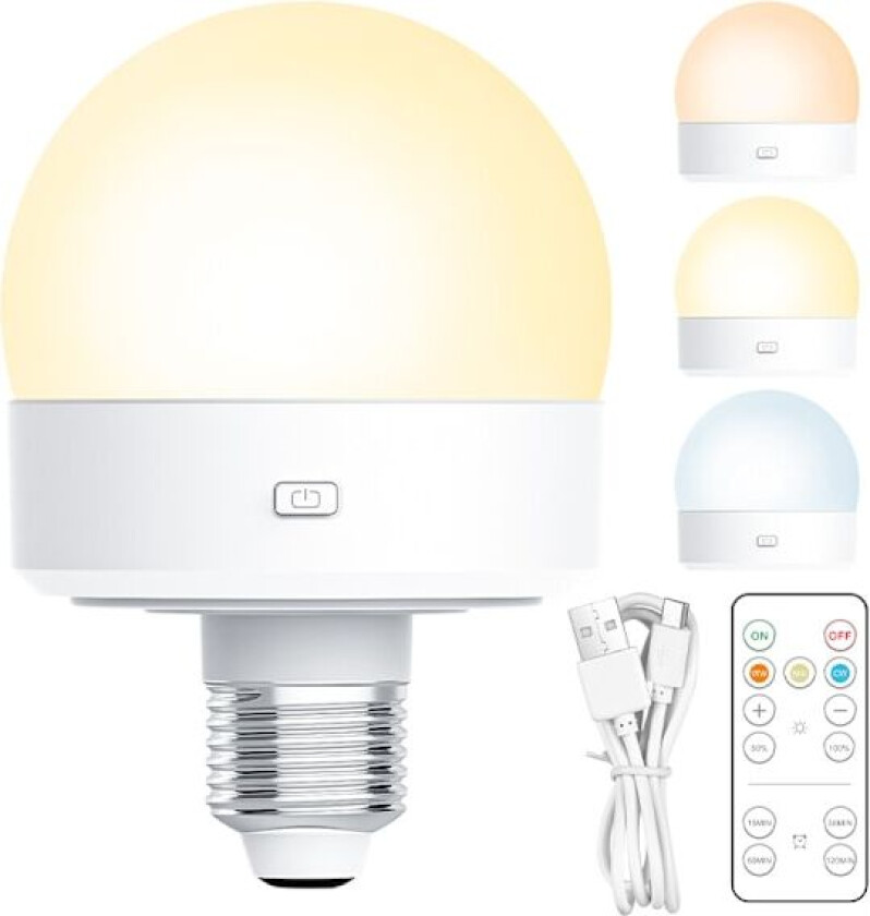 E26/E27 LED nattlampe til nattbordet, 3-farget dimmbar isglobe-lampe, med fjernkontroll, timer, ideell for bord og veggmontering