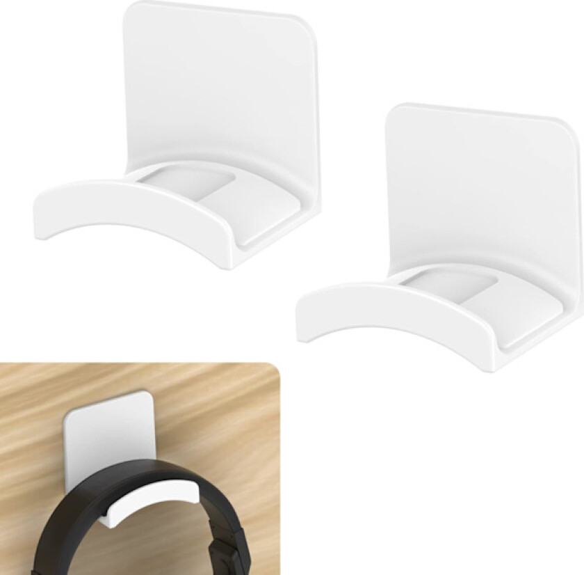 Universal Limholder for Hodetelefoner, Hodetelefonstativ for Skrivebord, Hodetelefonholder for de fleste Hodetelefoner og Kontroller, 2-pakning