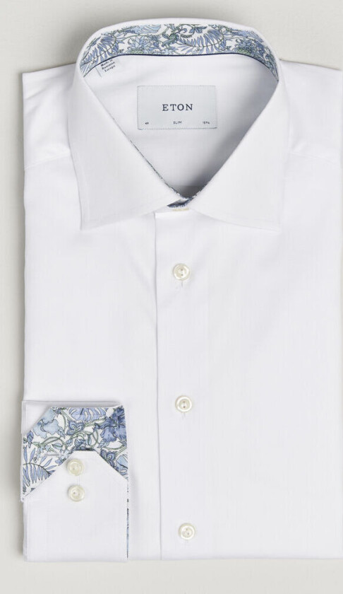 Slim Fit Signature Twill Contrast Shirt White