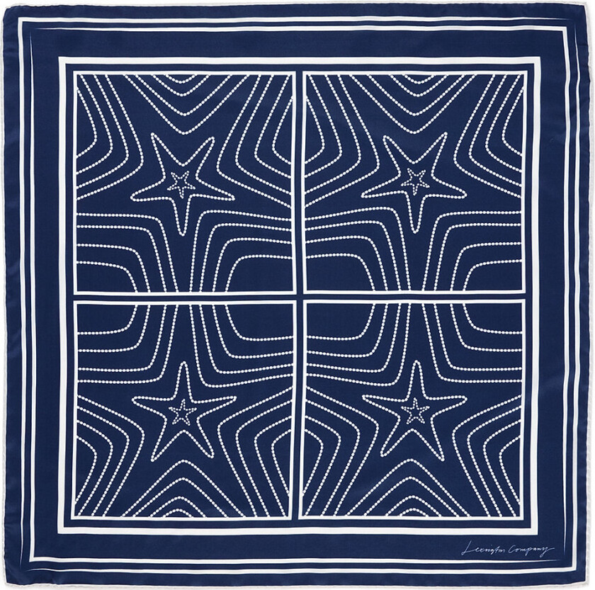 Small Starfish Printed Silk Scarf - Blue - ONE SIZE