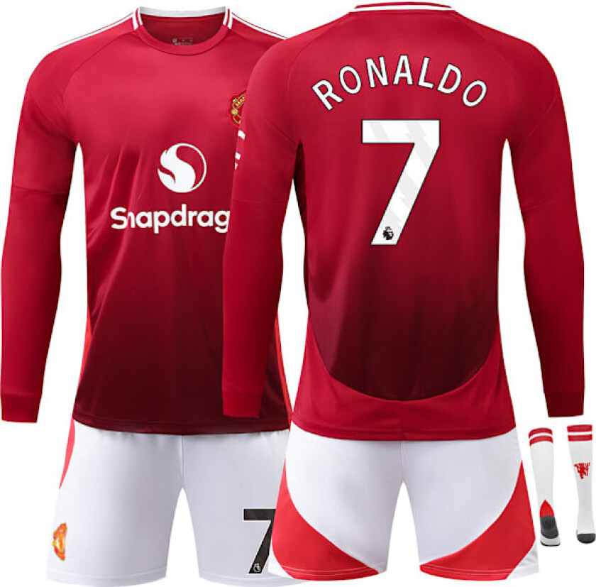 24/25 Fotballdrakt for barn, treningsdress, fotballdrakt for gutter, Red Imps NO.7 RONALDO fotballagstrøye, lang treningsdress, trøyer, shorts