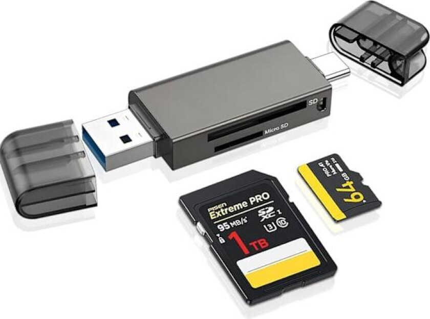 Bilde av 2-i-2 Lightning + USB C til SD-kortleser for iPhone iPad Mac - Dobbelport Minnekortadapter Hvit 2-i-2 Lightning + USB C Kortleser