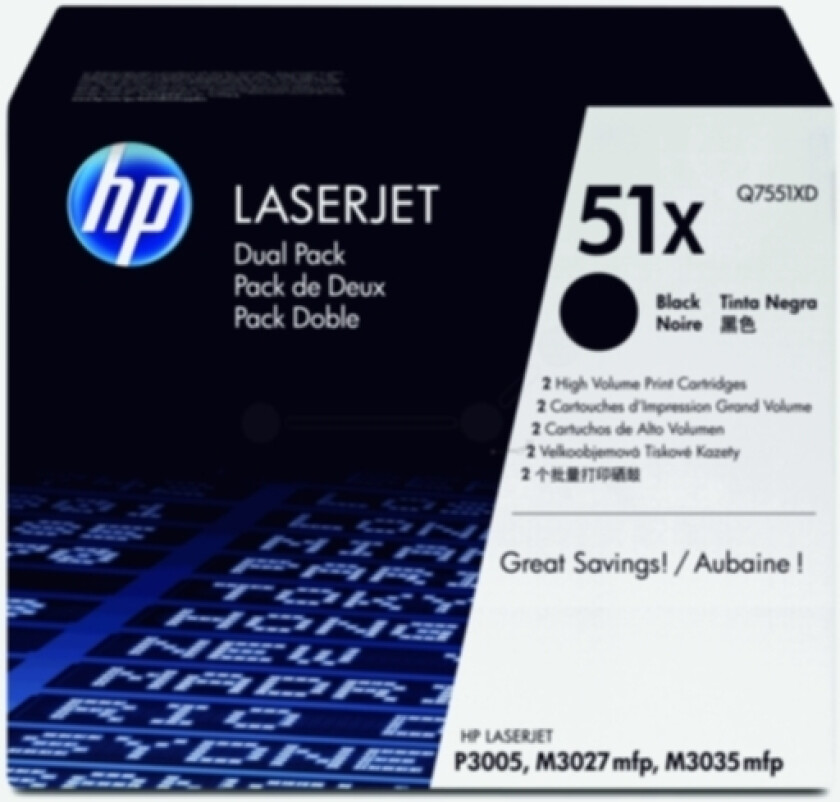 Hp Toner Svart 13k - Q7551xd 2-pack