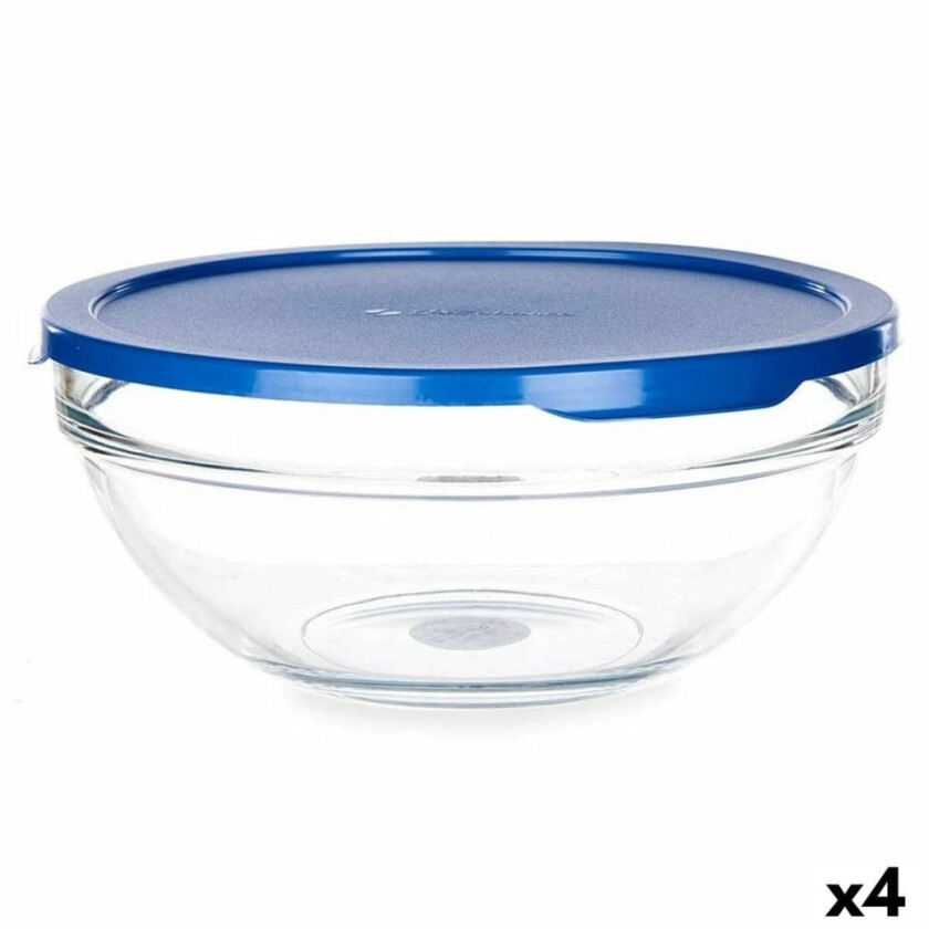 Rund matboks med lokk Chefs Blue 1,7 L 20,5 x 9 x 20,5 cm (4 antall)
