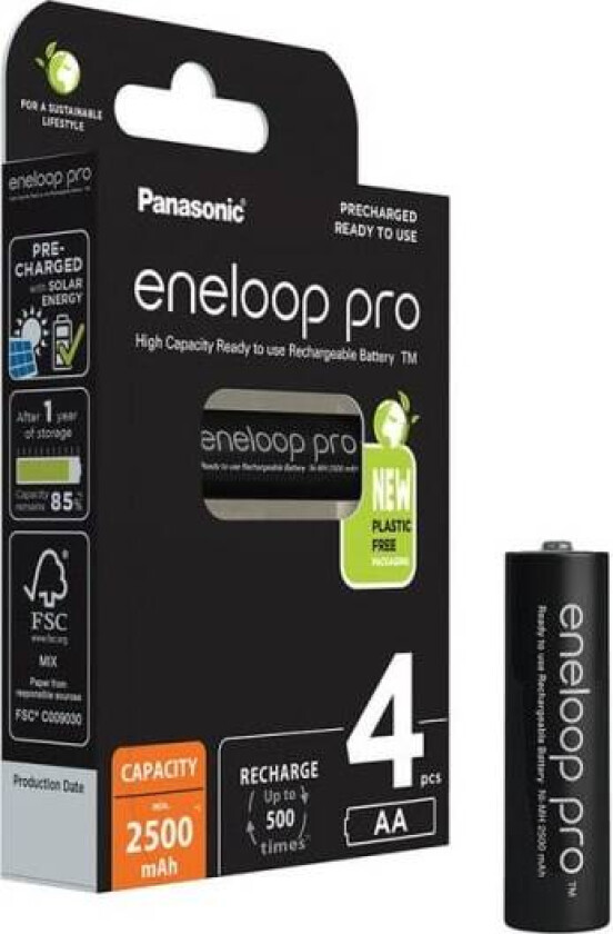eneloop pro BK-3HCDE - Batteri 4 x AA-type - NiMH - (ladbare) - 2500 mAh