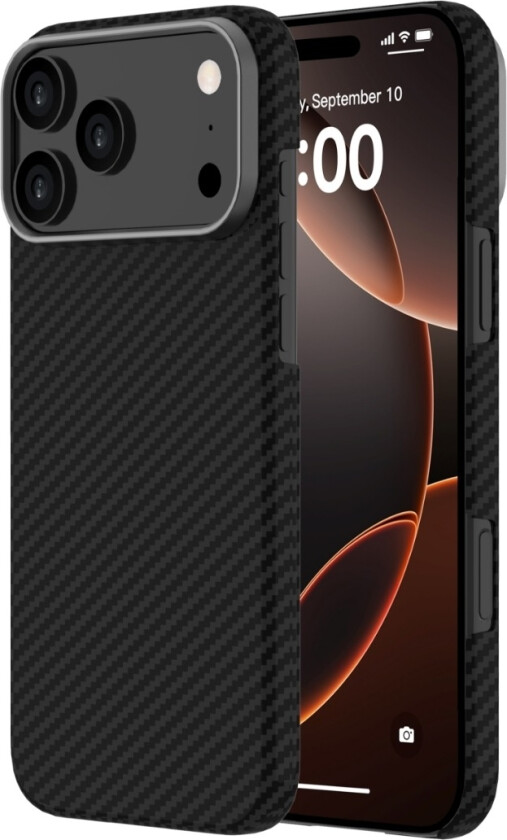 iPhone 17 Pro Max Kevlar Case Mag MagSafe-kompatibelt slankt kevlar-deksel, svart