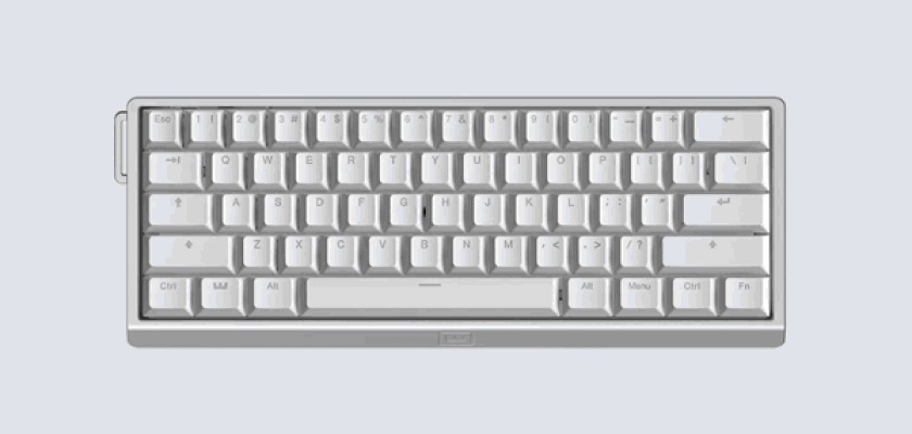 60HE v2 - US-ANSI - Non-Split - Aluminum - Gamingtastatur - Uten numpad - Engelsk (USA) - Sølv