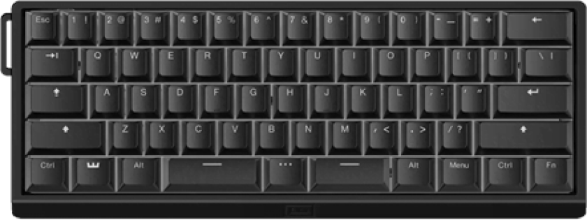 60HE v2 - US-ANSI - Split - Aluminum - Gamingtastatur - Uten numpad - Engelsk (USA) - Svart