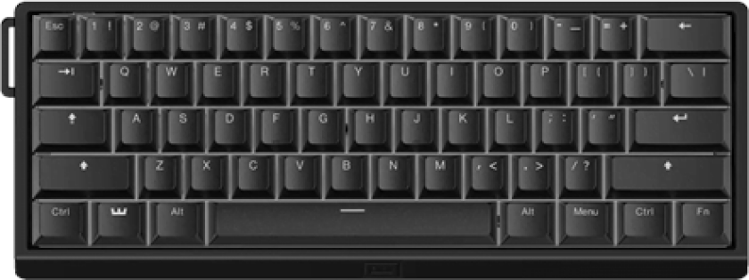 60HE v2 - US-ANSI - Non-Split - Aluminum - Gamingtastatur - Uten numpad - Engelsk (USA) - Svart