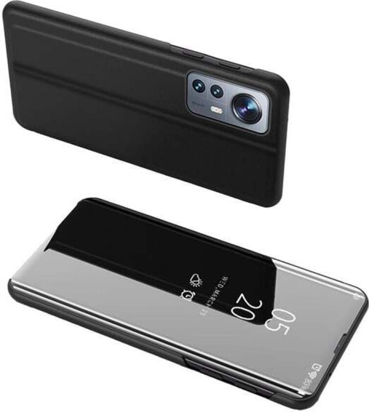 Clear View Case Cover for Xiaomi 12 Lite Cover with a Flap Black