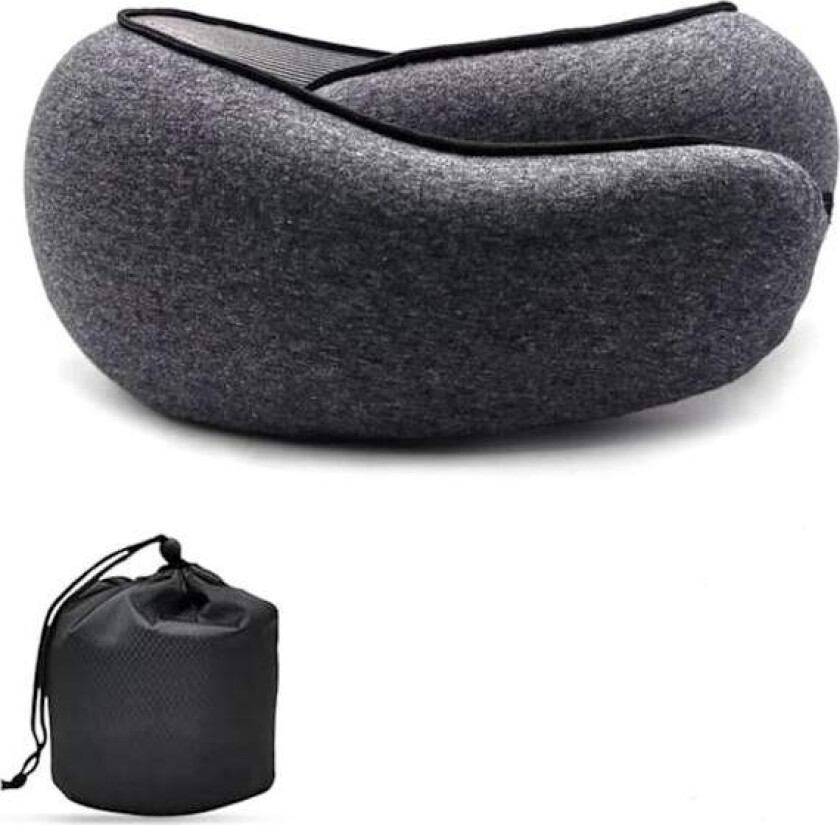 Reisepute for nakke U-formet Memory Cotton Nakkeputer Massasje Nakkepute Sove Flypute Cervical Health Care Pillow blek grå