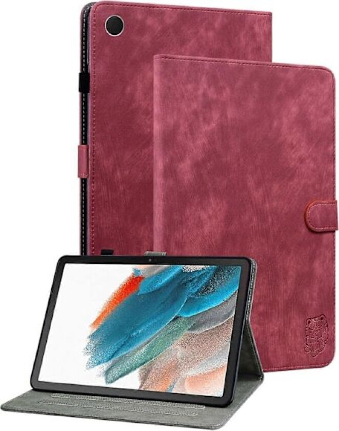 For Samsung Galaxy Tab A9 Lærdeksel Søtt Tigeravtrykk Justerbart Stativ Nettbrettveske