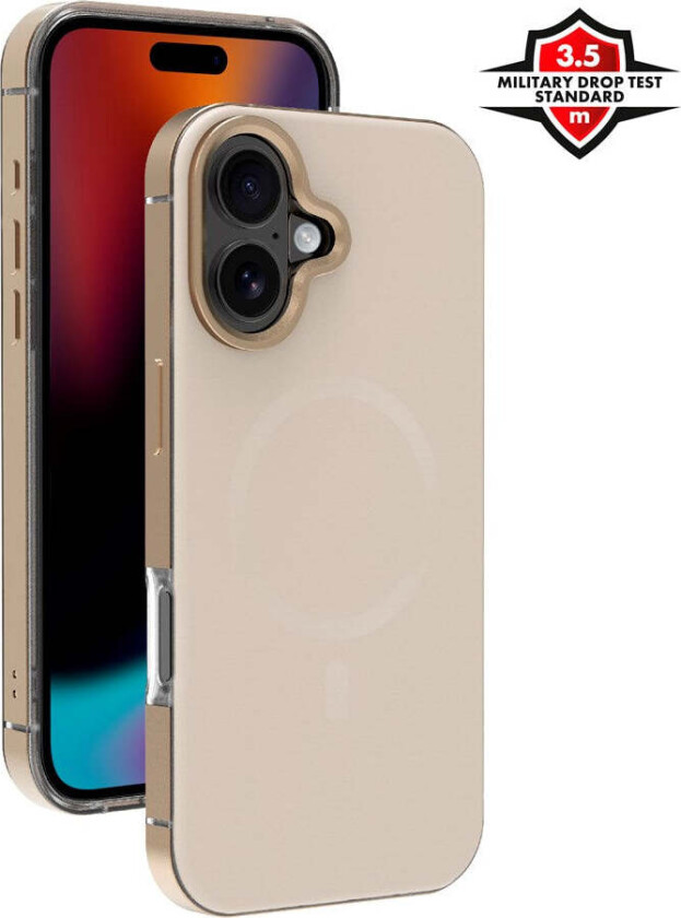 iPhone 17 Mag Metal Deksel - MagSafe Kompatibel - Beige / Gull
