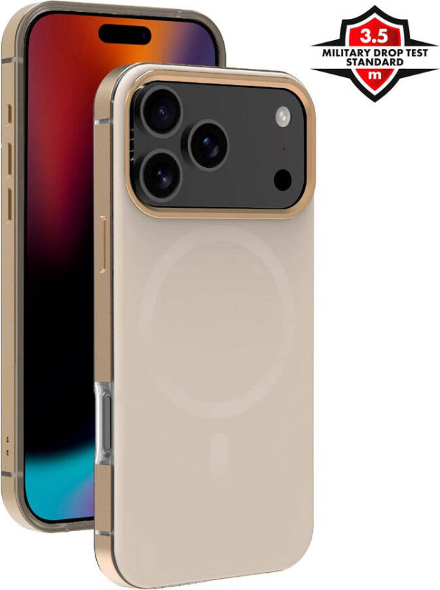 iPhone 17 Pro Mag Metal Deksel - MagSafe Kompatibel - Beige / Gull
