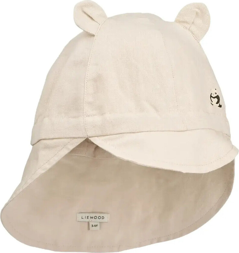 Gorm Linen Sun Hat With Ears - Cream - 3/6M