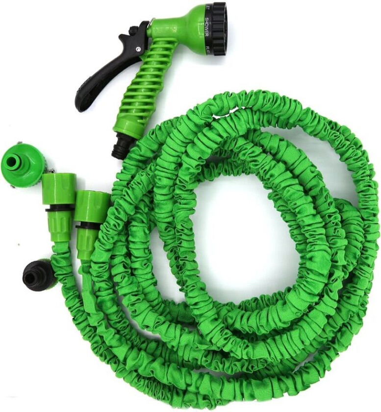 Uttrekkbar vannslange med munnstykke 5-15 meter