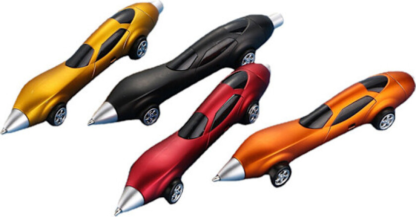 4 stk. sportsbilpenner bil kulepenn kule penner morsomme penner for barn nyhetspenner søte penner for kule skolemateriell (svart blekk)