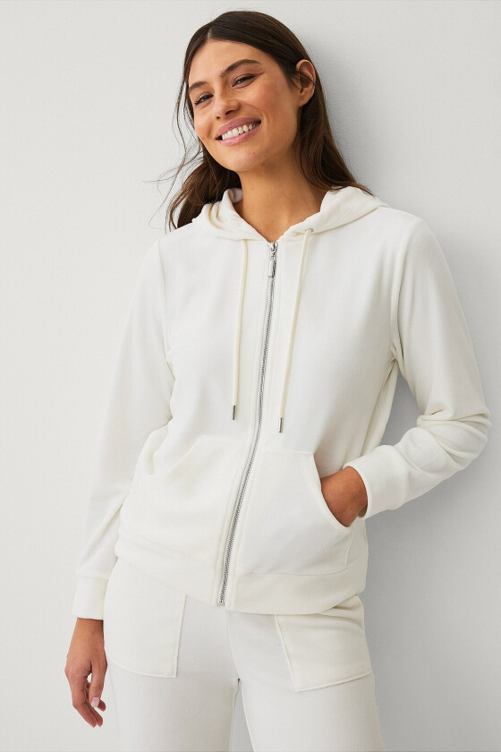 Hettegenser i velur - Hvit