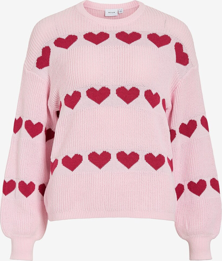 Pullover viJamilla L/s O-neck Jacquard Knit - Rosa