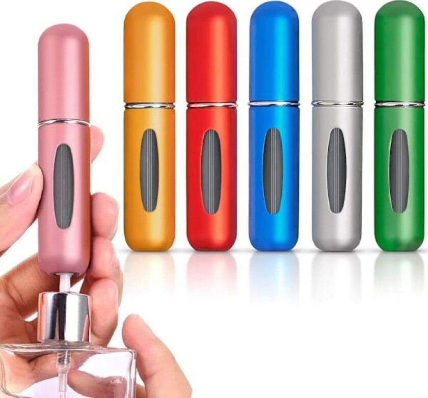 6-pakning med parfymeflasker - 5 ml - påfyllbare mini reiseparfymeflasker - tomme flasker