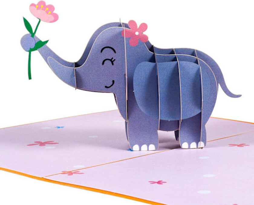Bilde av Pop-up Gratulasjonskort, 3D Elefant, perfekt for bursdagsfester, bursdagsgaver, jubileer