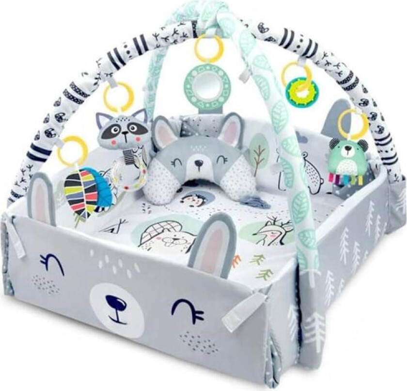 Baby Aktivitetsmatte - 4-i-1 Avtakbart Hengende Leketøy - Øko-matte og Leker