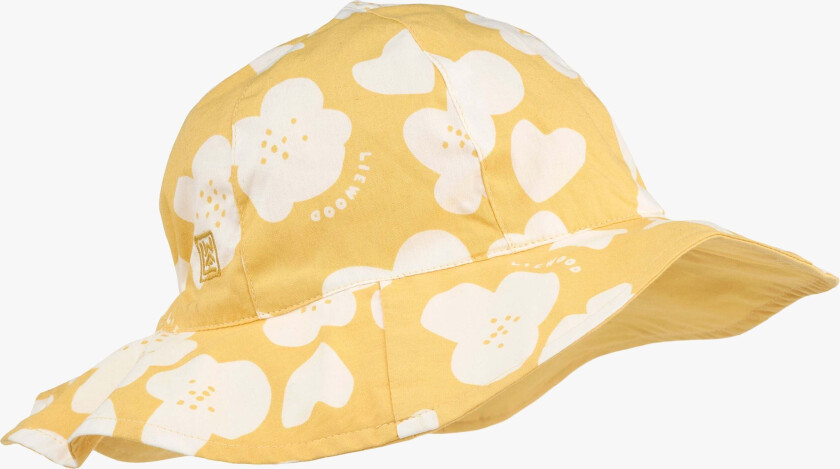 Amelia Solhatt Reversibel, Flower/Lemon Yellow, 6-9 md. - Hatter & Caps - Bomull