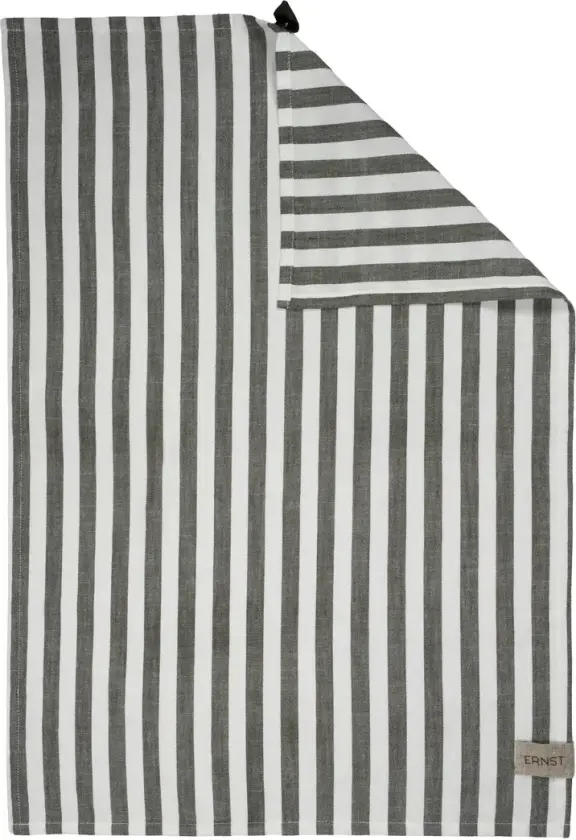 Ernst kjøkkenhåndkle, brede striper 47x70 cm Salvie, hvit