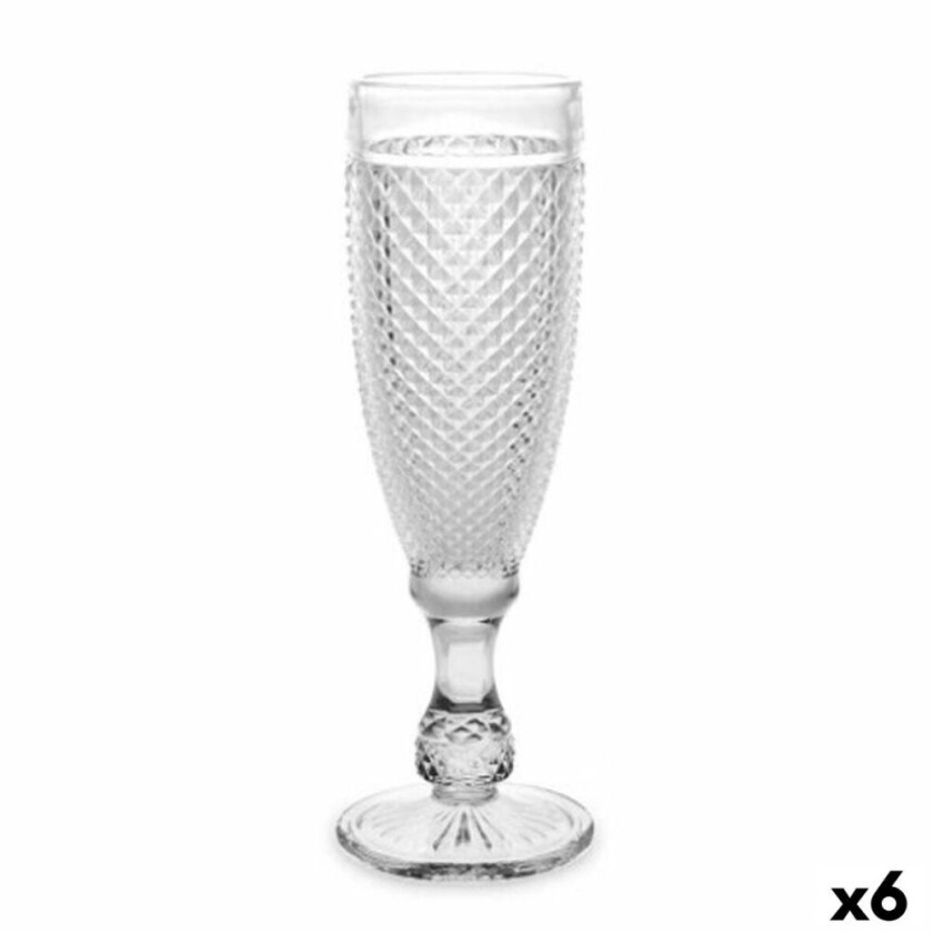 Champagneglass Diamond Transparent Glass 185 ml (6 kvantitet)