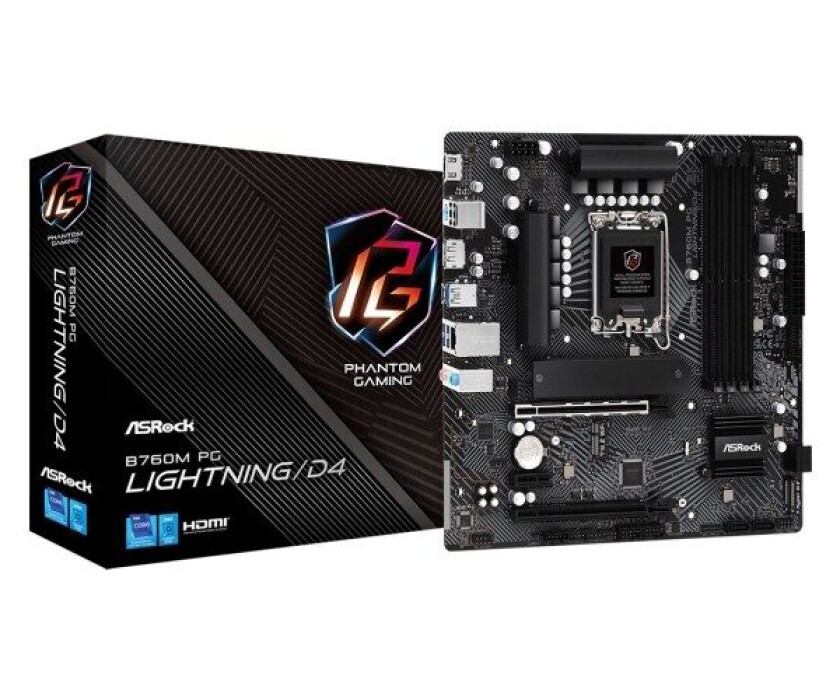 B760M PG LIGHTNING/D4 Hovedkort - Intel B760 - Intel LGA1700 socket - DDR4 RAM - Micro-ATX