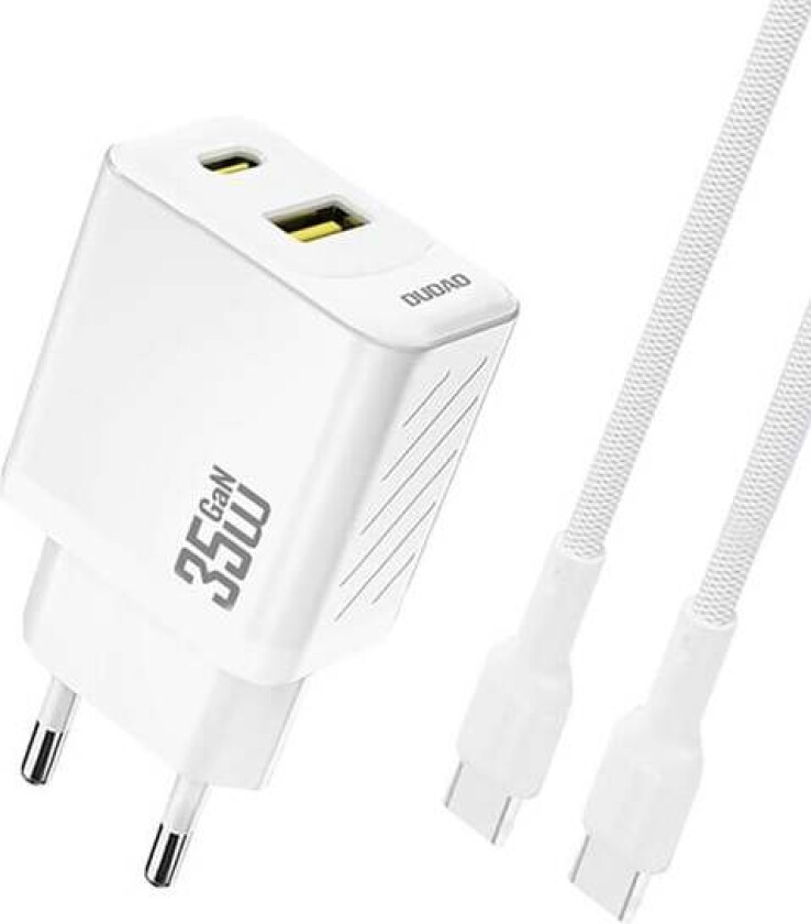 A27MaxCEU PD QC 35W USB-A USB-C wall charger with USB-C cable - white