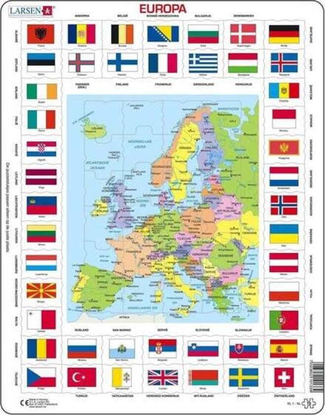 Larsen Map Europe with Flags 70 pcs. Gulv