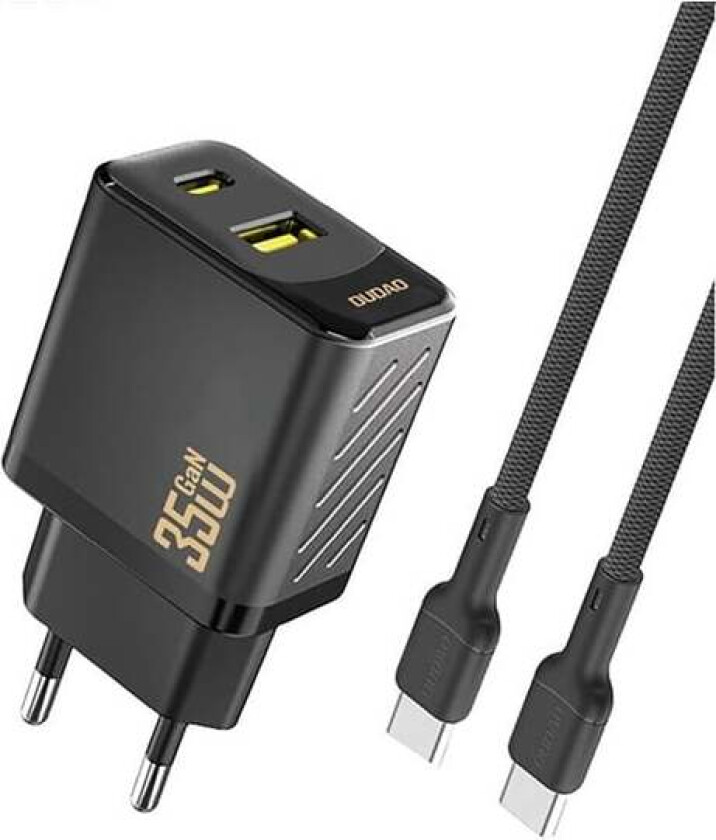 A27MaxCEU PD QC 35W USB-A USB-C wall charger with USB-C cable - black