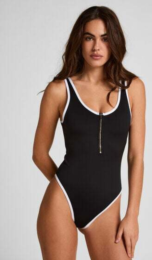 Neopren Mono badedrakt med glidelås Svart