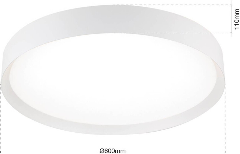 LED-taklampe VARIO, Ø 60 cm, hvit, metall, CCT, dimbar