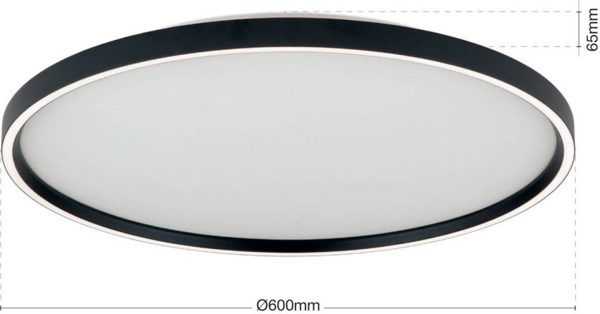 LED-taklampe MASCA, svart, Ø 60 cm, CCT, metall, dimbar