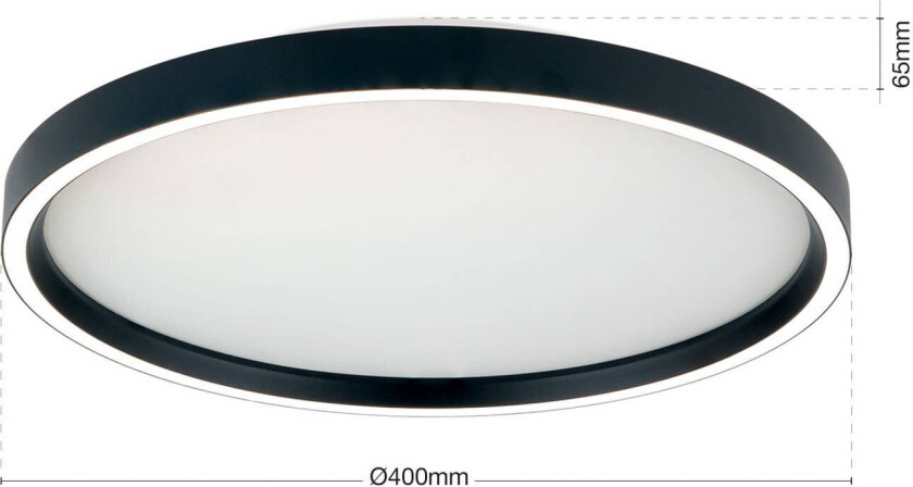 LED-taklampe MASCA, svart, Ø 40 cm, CCT, metall, dimbar
