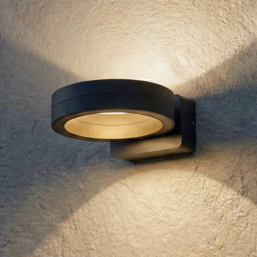 Lindby utendørs LED-vegglampe Selviro, antrasitt, Ø 20 cm, IP65